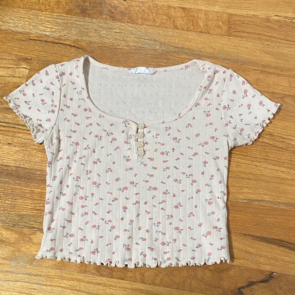 Hippie Rose Cream Floral Crop Top